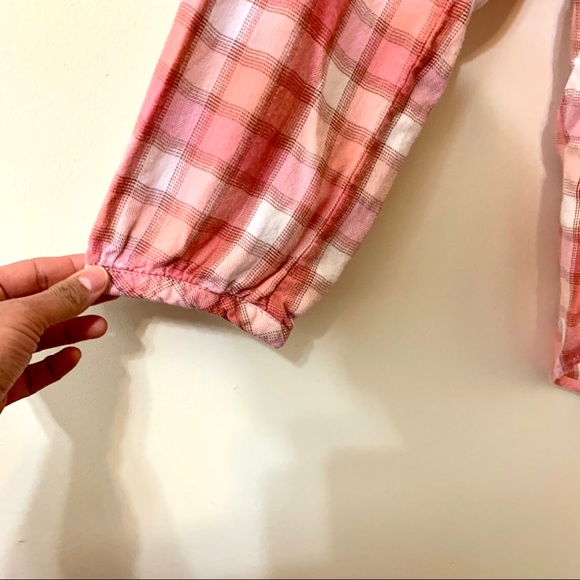 Sonoma Plaid Shirt/Blouse Peach-Orange/White 1X - Picture 4 of 8